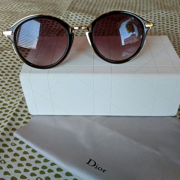 Dior Accessories - Vintage Dior Round Sunglasses and Case